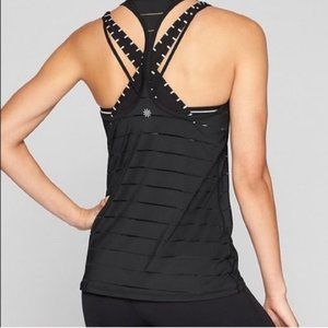Athleta Stripe Mesh High Neck Chi Tank